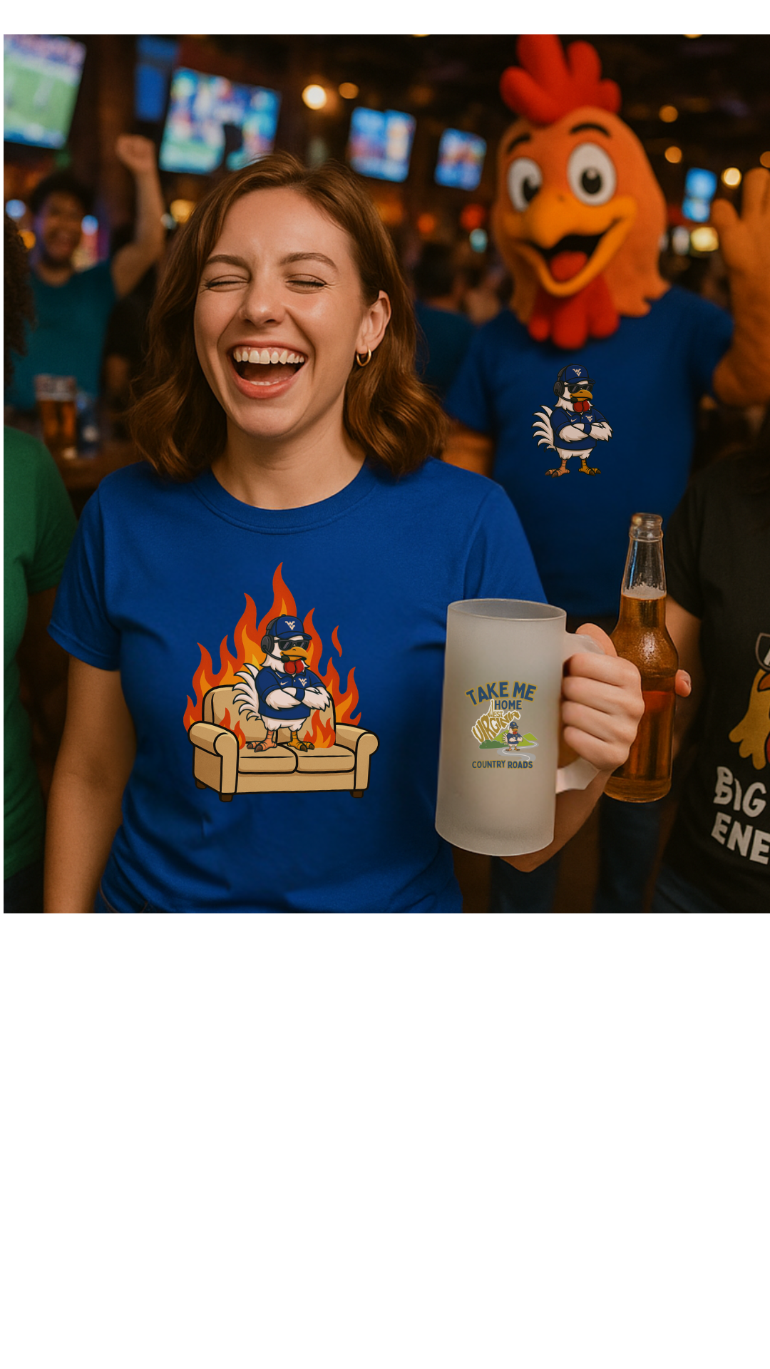 Big Rich Energy Couch Burning Shirt | Funny WVU Mountaineers Football Coach Tee | Morgantown Tradition Apparel