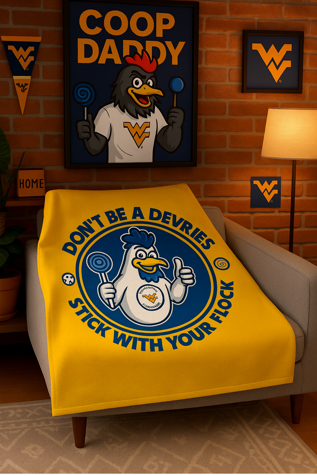 Don't Be A Devries Original Logo Velveteen Plush Blanket Gold