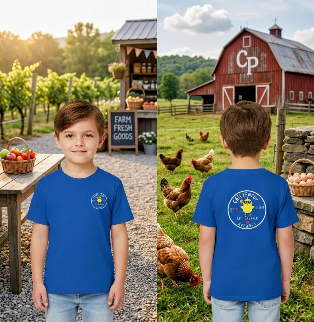 Lil’ Cluckers Original ChickenPop Logo Kids Tee – Fun Kids Graphic T-Shirt | Cute Cartoon Chicken Shirt for Boys & Girls
