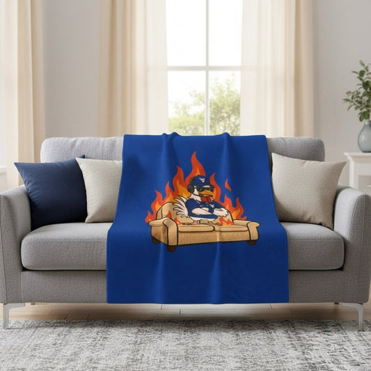 Big Rich Energy™ “Burning Down the Couch” Velveteen Plush Blanket – Funny Chicken Meme Throw Blanket, Cozy Gift for WV Fans & Couch Potato Legends