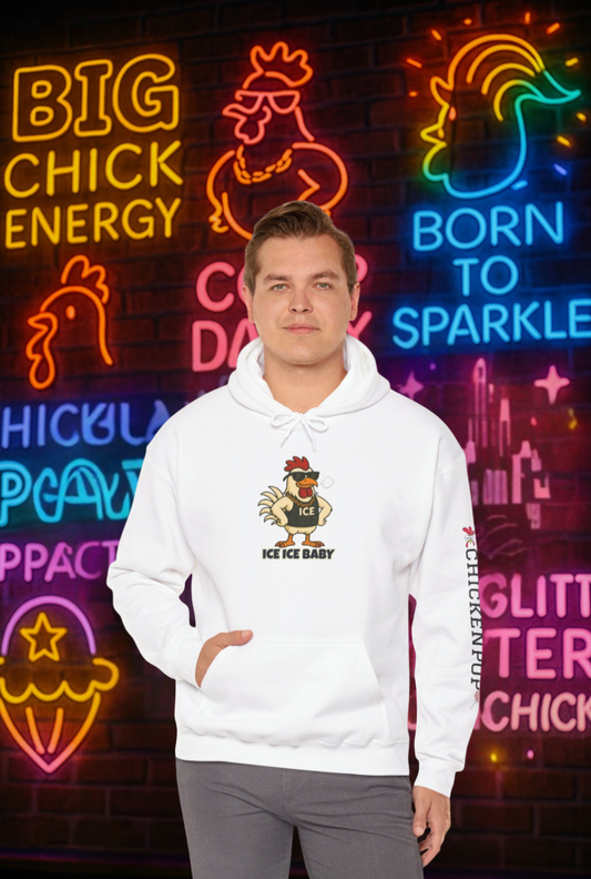 🧊 ICE ICE BABY Funky Chicken Agent Hoodie – Coop Daddy Parody Hoodie for Music & Poultry Fans