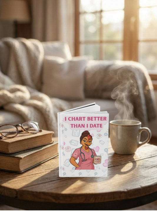 Code Sass™ “I Chart Better Than I Date” Hardcover Journal – Funny Nurse Notebook, Medical Humor Writing Journal