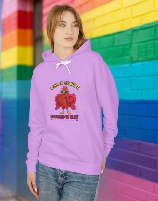 Pride LGBTQ Born to Sparkle Rooster Hoodie — Hatched to Slay Graphic Hoodie