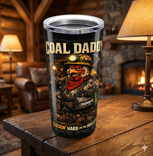 Coal Daddy 20oz Tumbler – 'Cluckin' Hard in the Hole' Miner Chicken Travel Cup