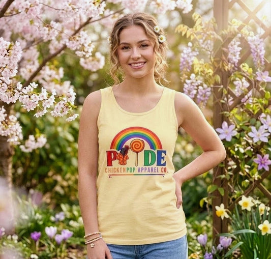 Pride Rainbow Tank Top LGBTQ Chicken Shirt – Funny Pride Graphic Tank, Big Chick Energy Unisex Summer Top