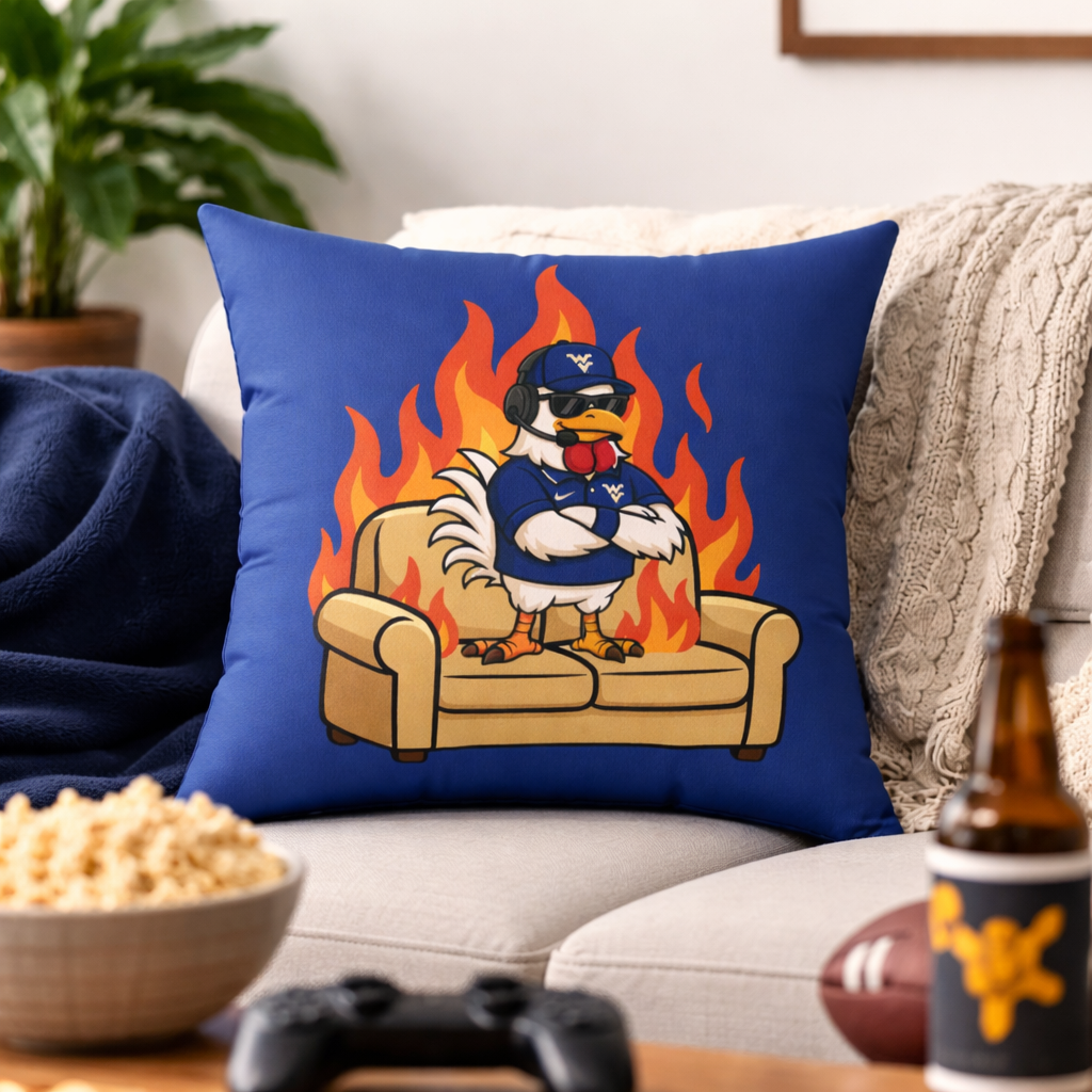 Big Rich Energy 'Burnin' Down the Couch's  Spun Polyester Square Pillow Royal Blue