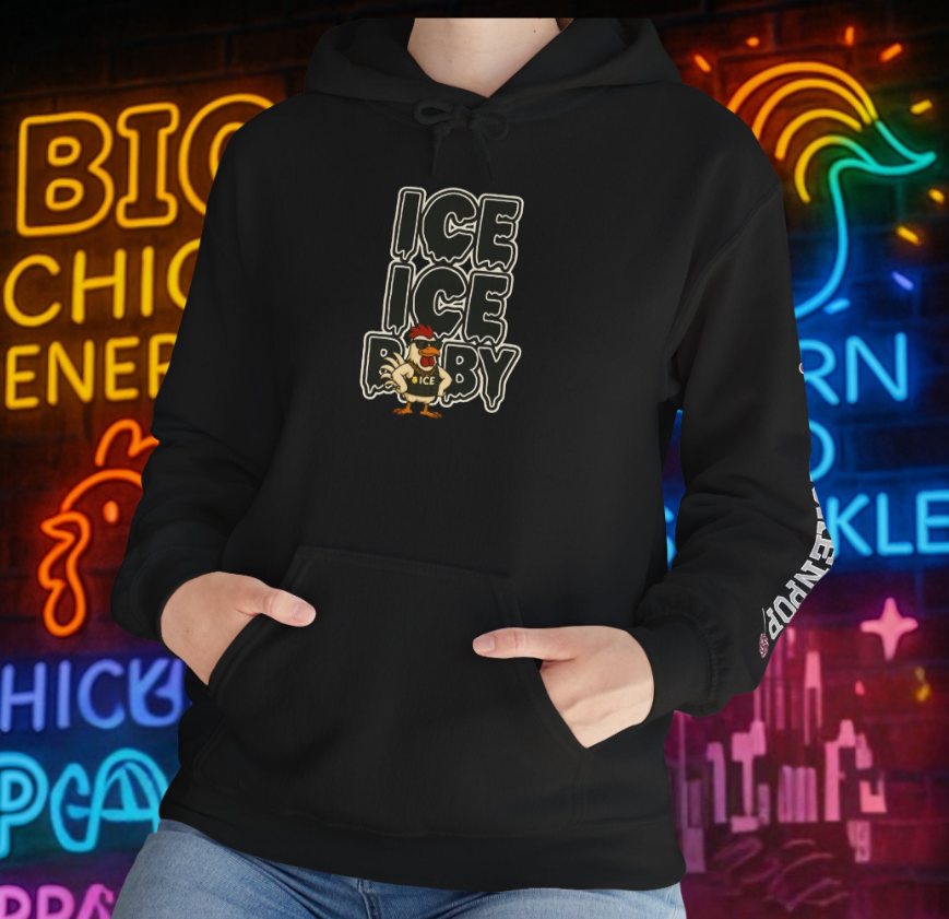 🧊 ICE ICE BABY Funny Chicken T-Shirt – Coop Daddy Parody Hoodie for Music & Poultry Fans