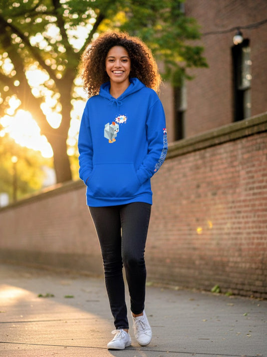 Roblox Chicken Thinks Hoodie UNISEX - ChickenPop Arm Logo Edition