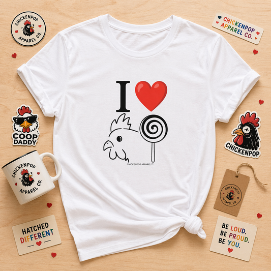 I ❤️ Chicken Pop Shirt – Say Less 😏 | Funny Double Entendre Chicken Tee (Copy)