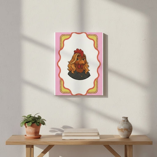 Get Clucked™ Custom Photo Chicken Canvas Wall Art – Personalized Cartoon Portrait Print – Funny Valentine’s Gift & Home Decor