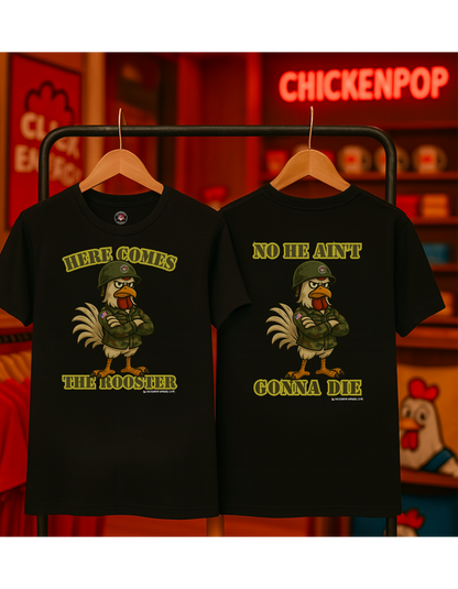 Here Comes the Rooster Music  Graphic Tee with Front & Back Print Unisex Rock T-Shirt