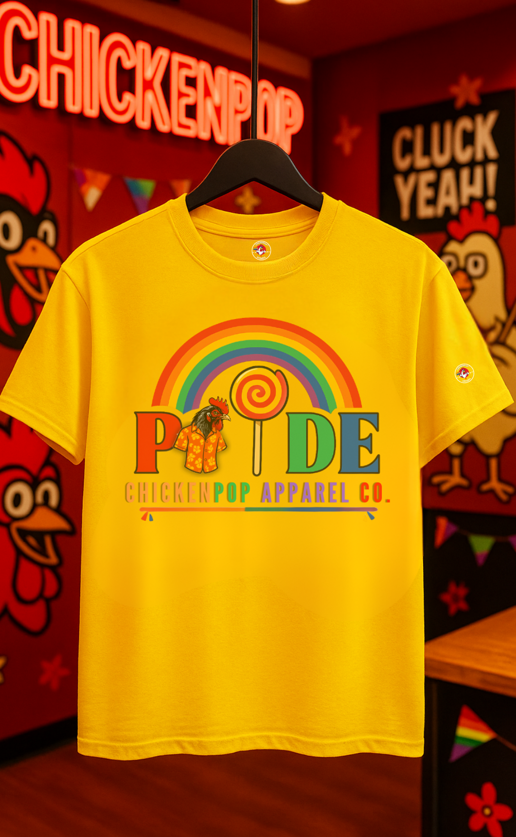 Pride Rainbow Lollipop T-Shirt — "PRIDE" ChickenPop Apparel Co. Graphic Tee