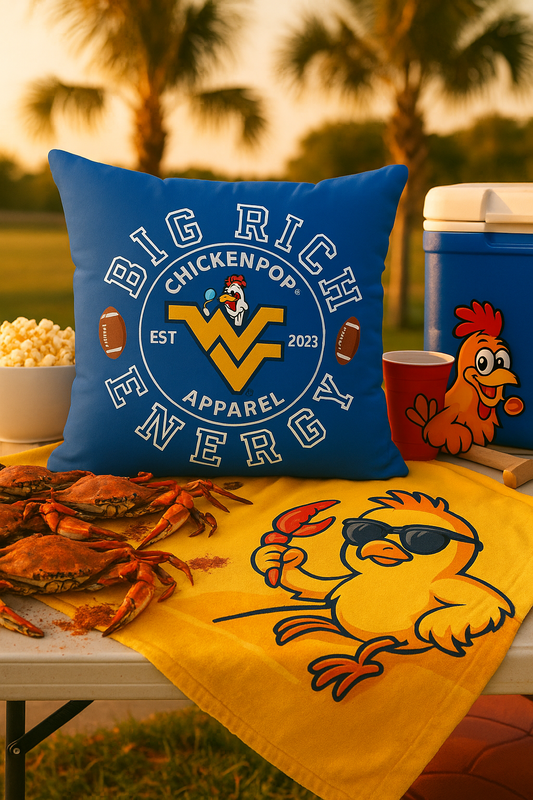 ChickenPop Big Rich Energy Spun Polyester Square Pillow Royal Blue