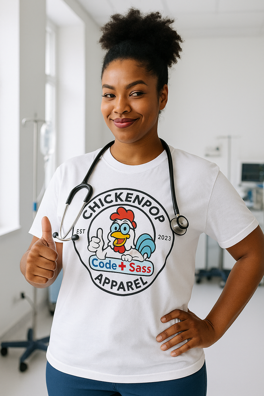 ChickenPop Apparel Code Sass Nurse's Logo Tee