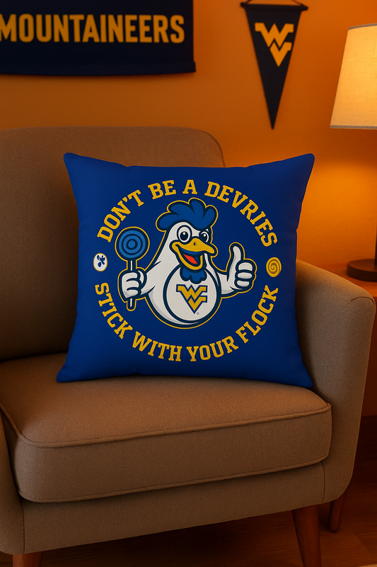 Don't Be A Devries Spun Polyester Square Pillow Blue