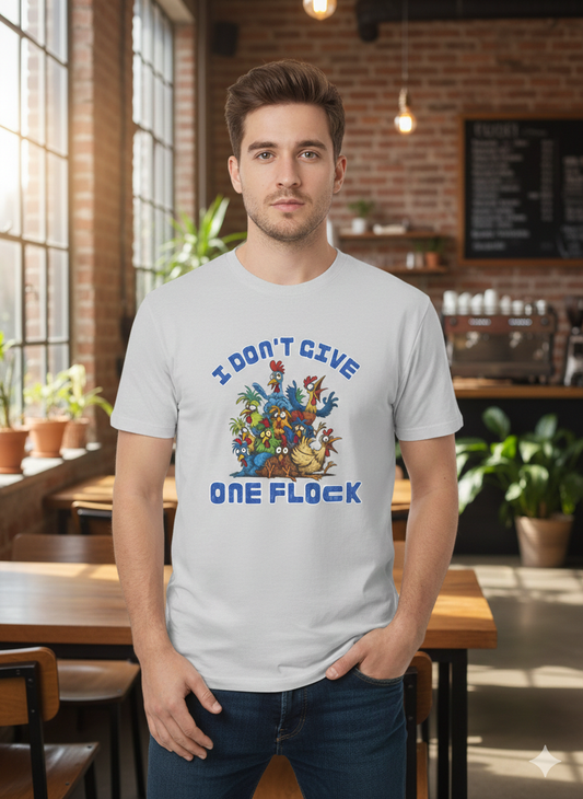 I Don’t Give One Flock T-Shirt – Funny Chicken Graphic Tee | Unisex Humor Shirt
