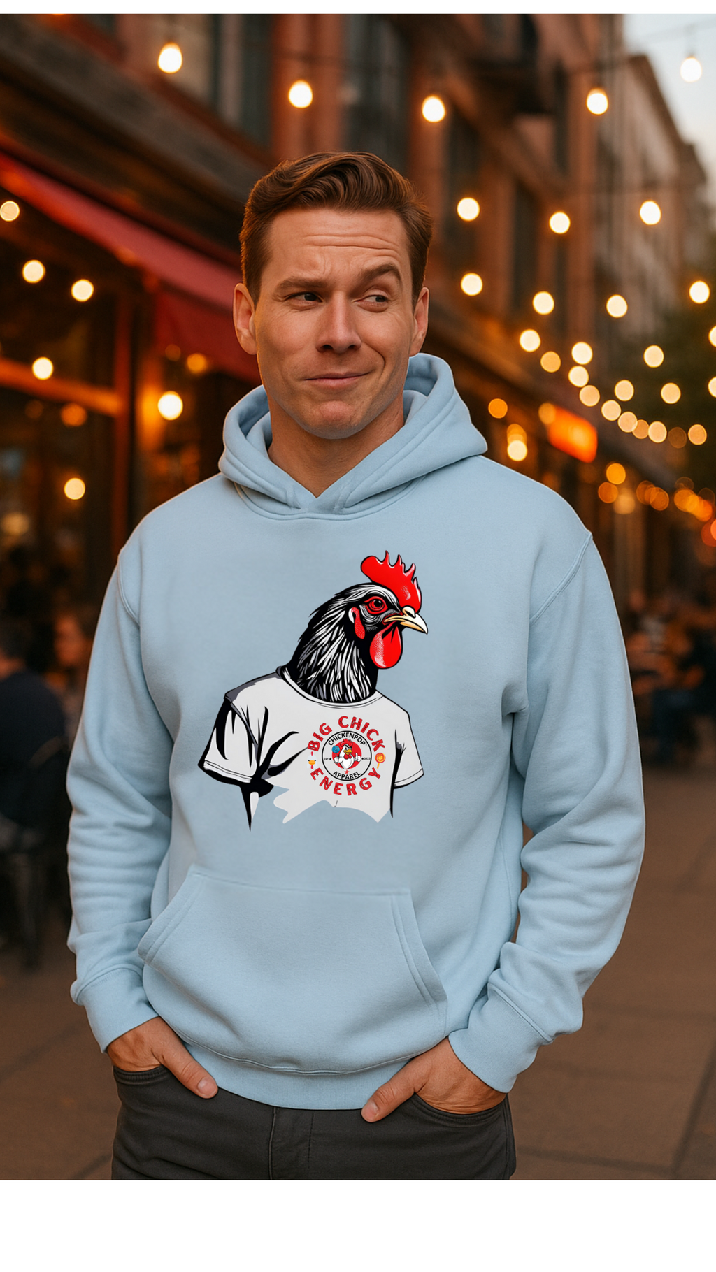 Big Chick Energy GIANT Rooster Hoodie – Bold Chicken Graphic Pullover