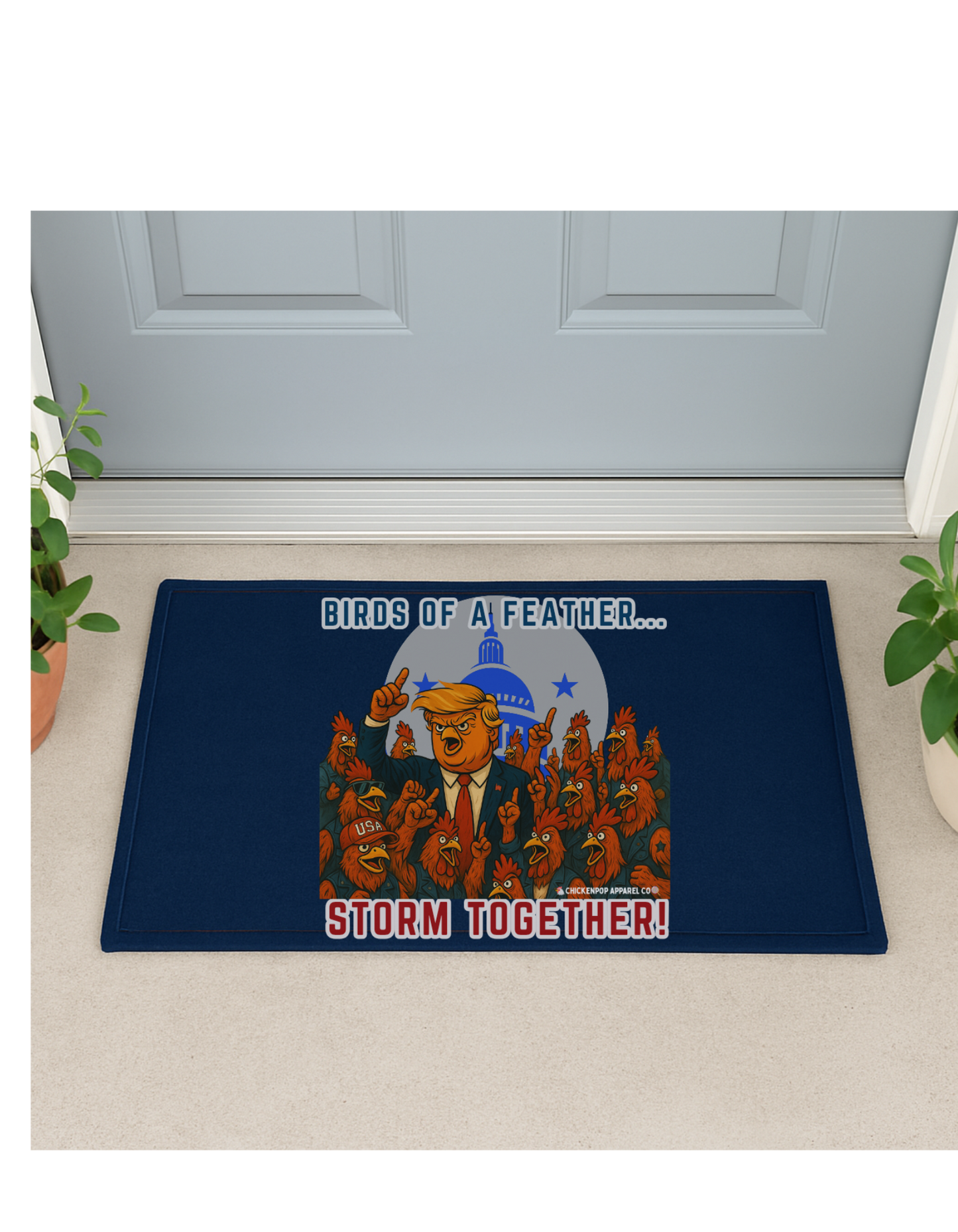 Birds of a Feather Storm Together Door Mat – Funny Political Welcome Mat for Indoor or Outdoor Use