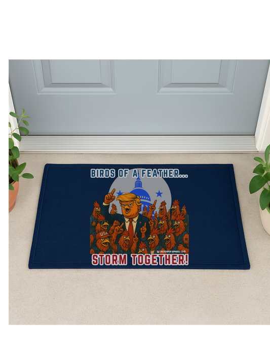 Birds of a Feather Storm Together Door Mat – Funny Political Welcome Mat for Indoor or Outdoor Use
