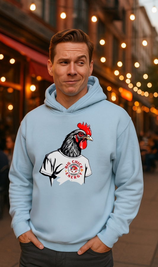Big Chick Energy GIANT Rooster Hoodie – Bold Chicken Graphic Pullover