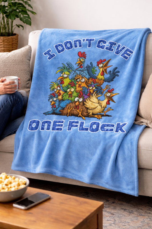 I Don’t Give One Flock Velveteen Plush Throw Blanket – Funny Chicken Blanket, Meme Couch Blanket, Cozy Novelty Gift in 3 Sizes