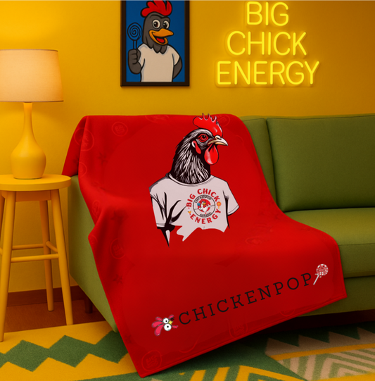 Giant Rooster Velveteen Plush Blanket Red