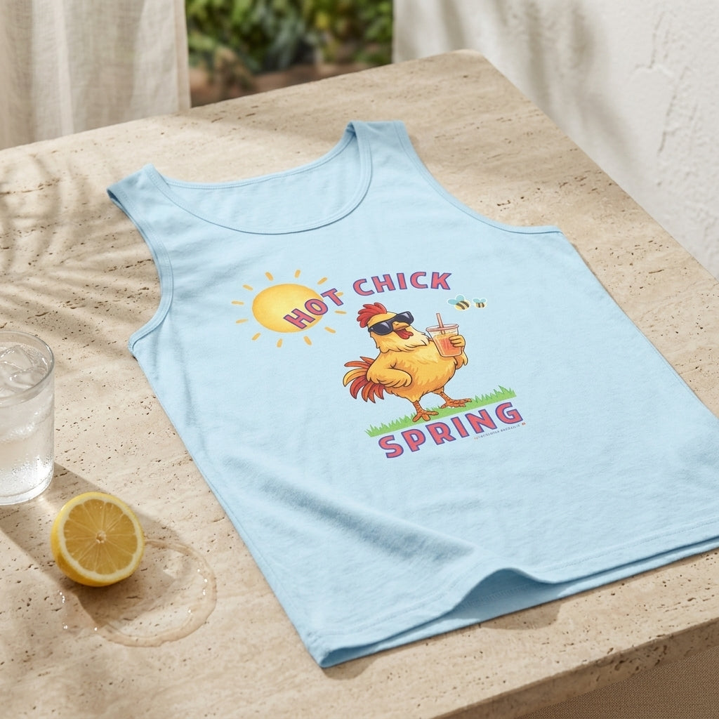 Hot Chick Spring Tank Top – Funny Chicken Graphic Tank, Big Chick Energy Summer Shirt, Cute Sassy Tank