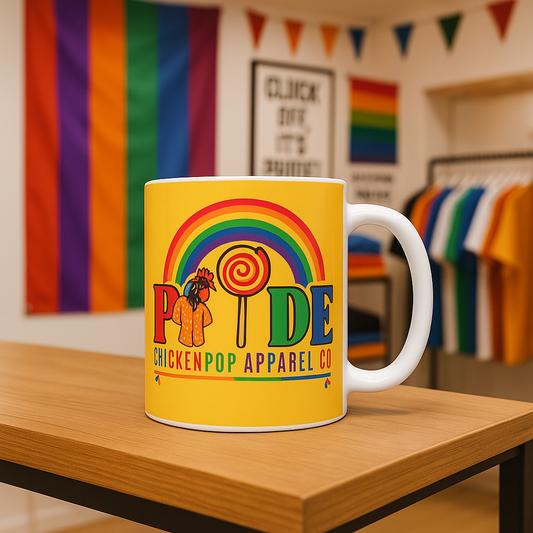 ChickenPop Pride Mug – Rainbow Coffee Mug with Bold Color Design | LGBTQ+ 11oz Ceramic Cup